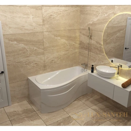 акриловая ванна timo vino vino1590l 150x90 см, белый