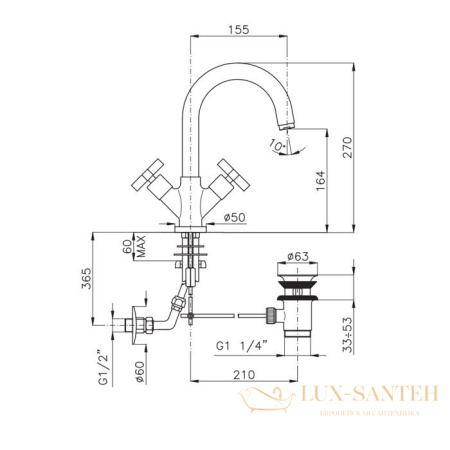 смеситель для раковины, nicolazzi mac kinley 05, 2236cr29, хром