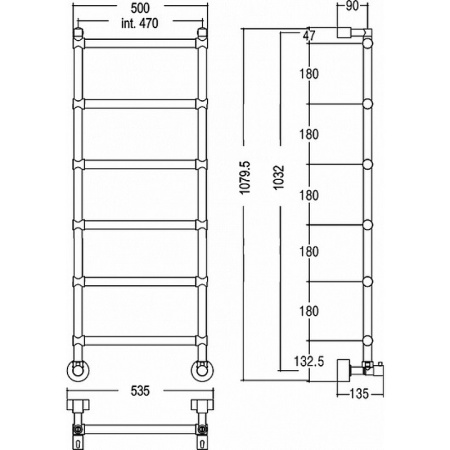 полотенцесушитель водяной 107,2х53 margaroli sole 4424706bmn, черный матовый