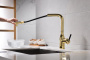 смеситель для кухни под фильтр с выдвижным изливом paulmark viper vi213105-g, золото