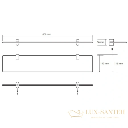 полка стеклянная 60 см bemeta organic 157102241, хром
