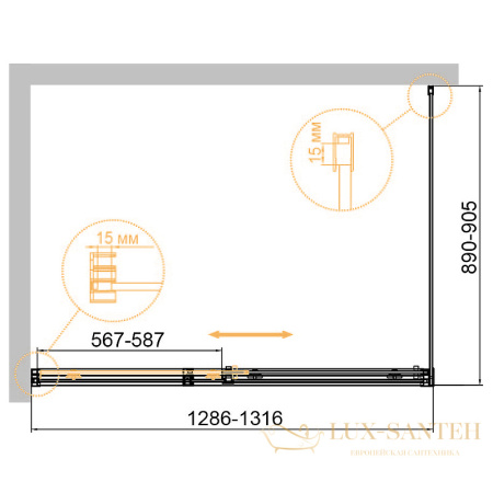 душевой уголок cezares duet soft-m duet soft-m-ah-1-130/90-c-cr 130x90 профиль хром, стекло прозрачное