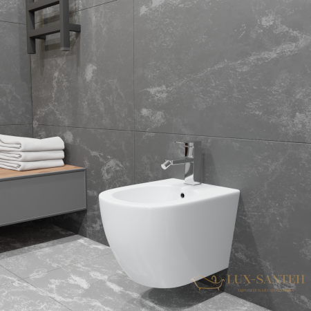 биде подвесное charus canberra bd700-141w, с 1 отверстием под смеситель, белый глянцевый