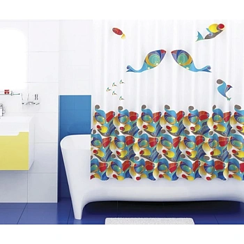 штора wasserkraft berkel sc-68101 для ванной комнаты, белый, голубой, оранжевый, желтый, красный, синий