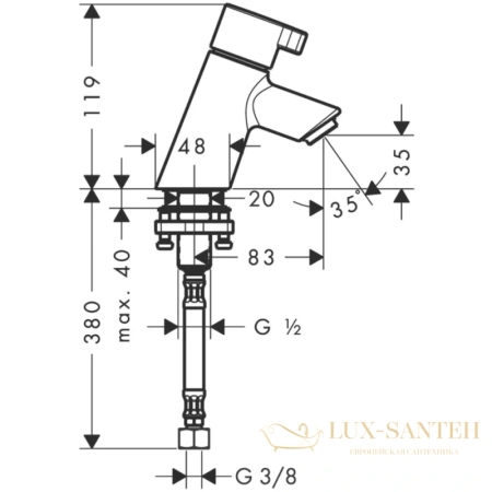 кран hansgrohe talis s 13132000 для раковины, хром