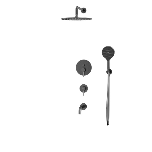 душевая система для ванны скрытого монтажа whitecross y, yset07topgm, оружейная сталь