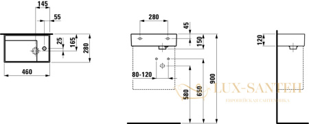 раковина laufen kartell by 8.1533.4.020.111.1 универсальная 46 см, черный глянцевый 