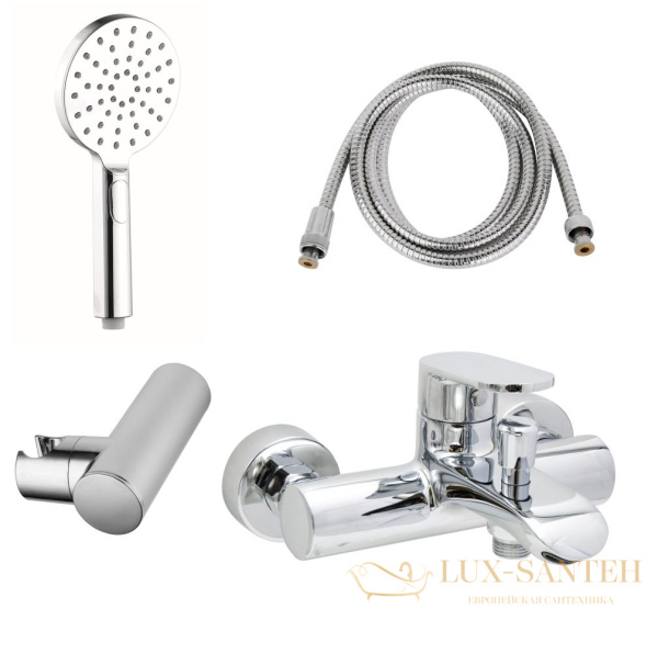 смеситель для ванны aqg beta, 01bet410cr, c набором для душа, хром