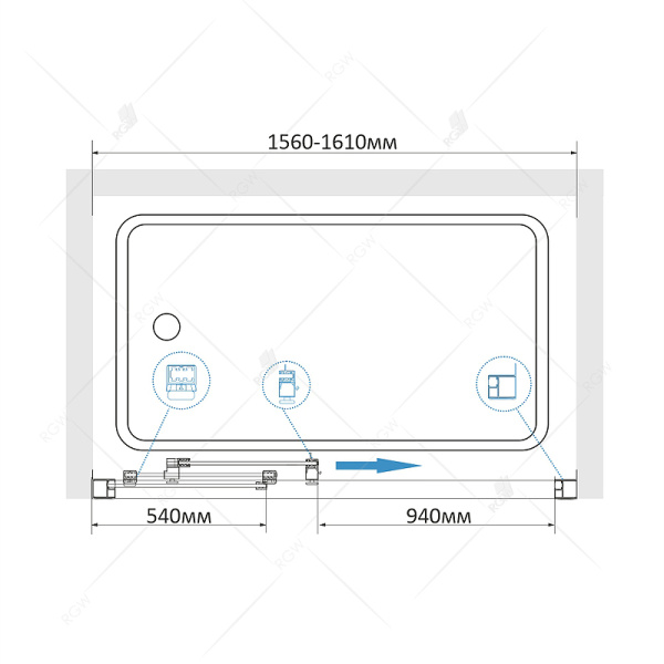 шторка rgw screens 04114116-11 на ванну sc-41 160x150, профиль хром, стекло прозрачное