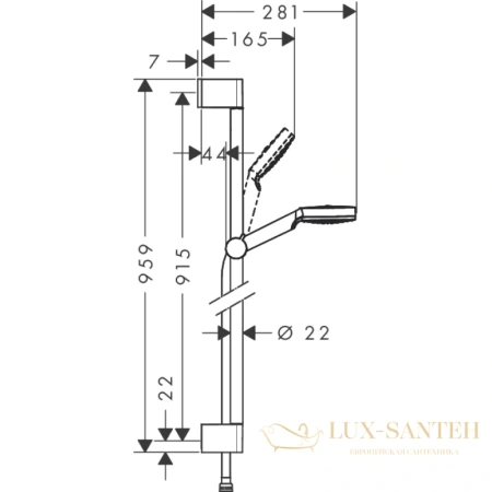 душевой гарнитур hansgrohe crometta 1jet 26537400 со штангой 90 см, белый/хром