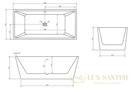 ванна акриловая свободностоящая abber ab9224-1.6, белый глянцевый