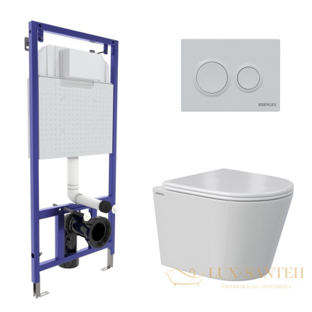 комплект berges 043379: подвесной унитаз vita с системой инсталляции novum 525 и панелью смыва, белый