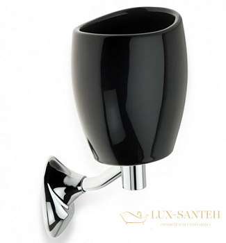 стакан керамический stil haus zefiro ze10(08-ne) настенный, хром-черная керамика