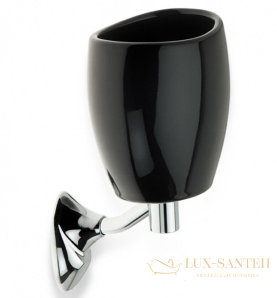 стакан керамический stil haus zefiro ze10(08-ne) настенный, хром-черная керамика