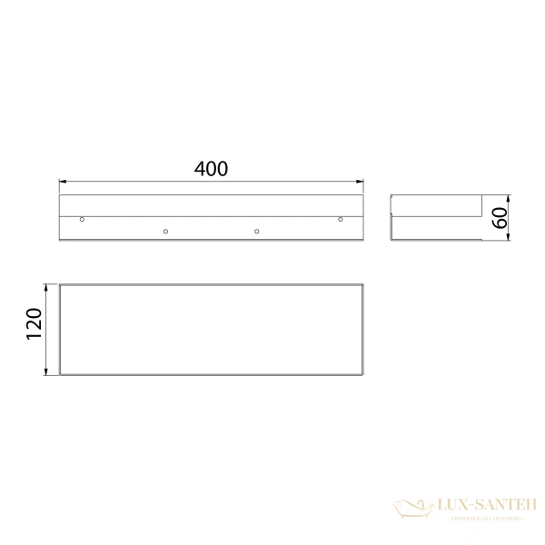 полка для душа lemark shelf line 9776054, 400 мм с крючками, графит