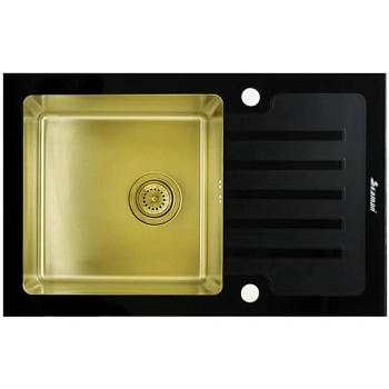 кухонная мойка seaman eco glass smg-780b-gold.b, золотой/черный