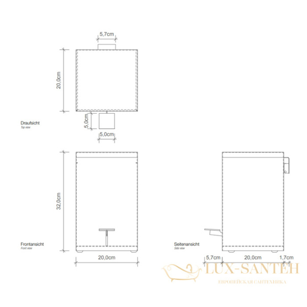 мусорное ведро с педалью и крышкой softclose decor walther te 70 sc, 0614550, белый матовый