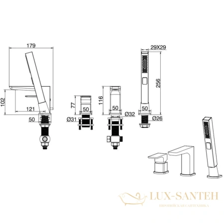 смеситель allen brau infinity 5.21008-31 на борт ванны, черный матовый