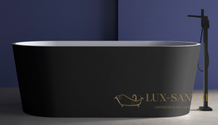 ванна акриловая свободностоящая abber ab9209mb, черный матовый/белый