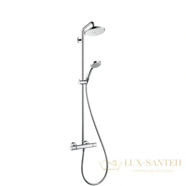душевой набор hansgrohe croma showerpipe 220 1jet ecosmart с термостатом хром 27188000