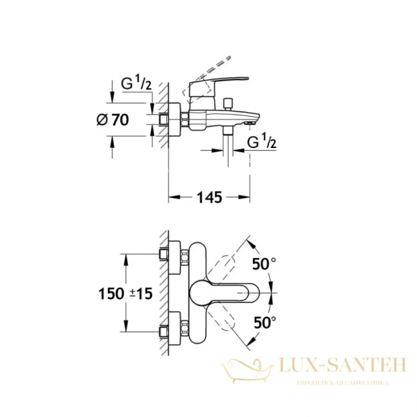 смеситель для ванны aquame prato aqmp6132, с душевым набором, хром