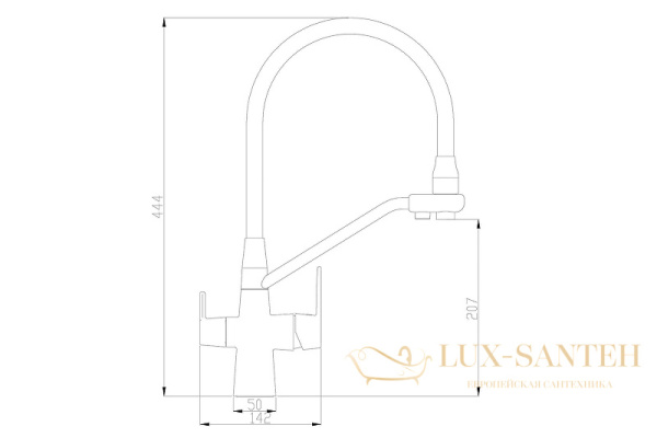 смеситель zorg steel hammer sh 903-6 black br для кухни, черный матовый/бронза