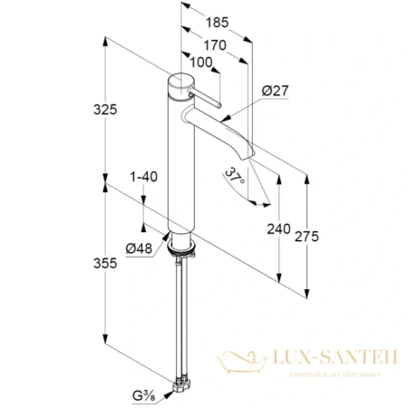 смеситель для раковины kludi bozz 382860576 без донного клапана, хром