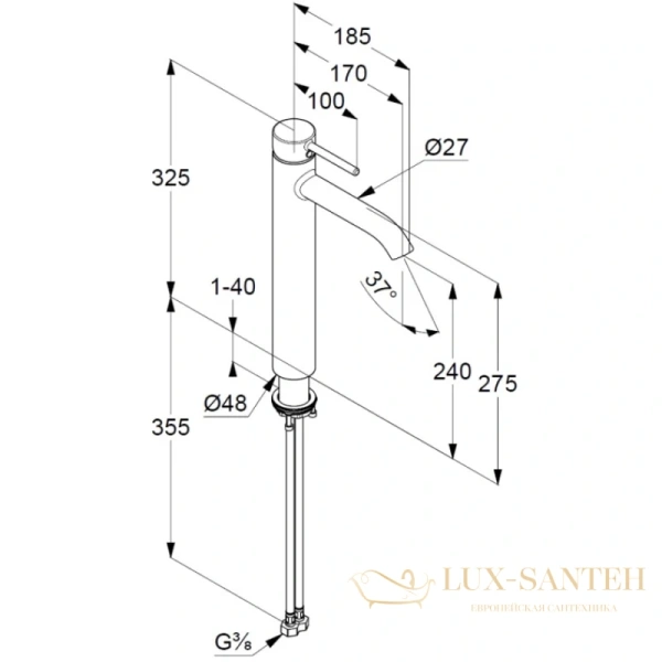 смеситель для раковины kludi bozz 382860576 без донного клапана, хром