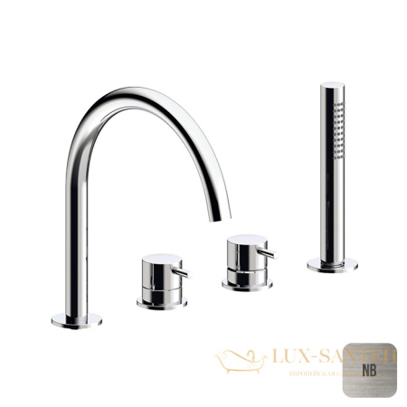 смеситель на борт ванны almar mixers e214006.nb, на 4 отверстия, с душевым комплектом, никель брашированный