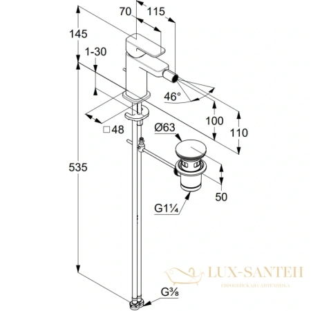 смеситель kludi renon 422165375 для биде, белый матовый