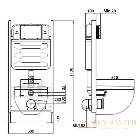 комплект jacob delafon odeon rive gauche edr103-00,  унитаз, инсталляция, сиденье микролифт, панель смыва, белый глянцевый