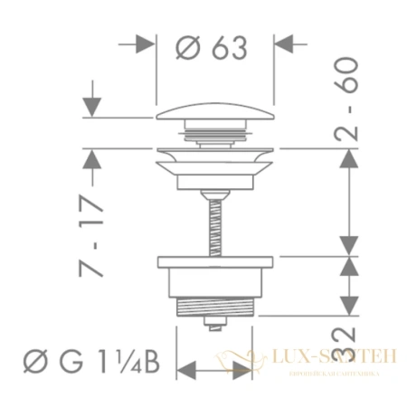 донный клапан push-open для раковины hansgrohe 50100990 полированное золото
