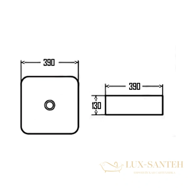 раковина накладная aquame aqm5011mb, 390*390 мм, черный матовый