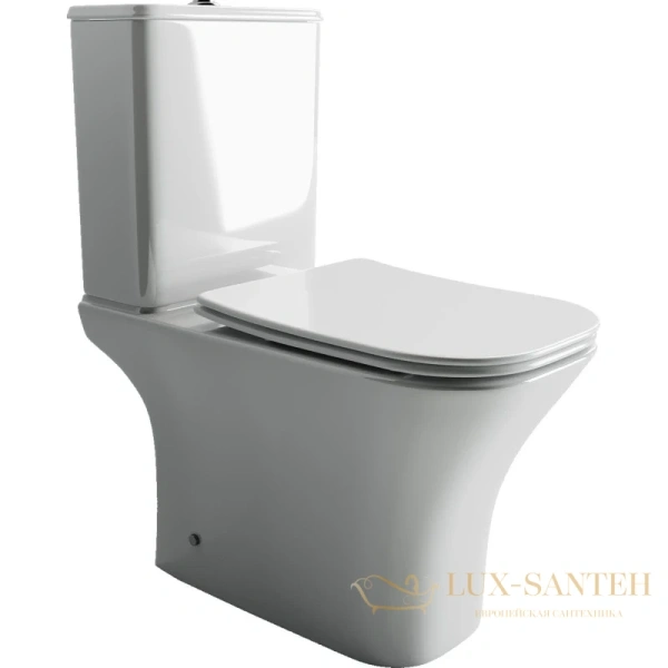 чаша напольного безободкового унитаза ceramica nova alfa cn9002-b с сиденьем микролифт, белый