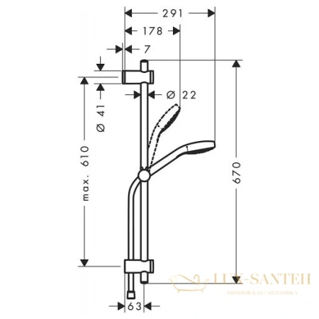 душевой гарнитур hansgrohe myselect e multi ecosmart 26717400 хром