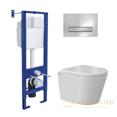 комплект berges 043381: подвесной унитаз vita с системой инсталляции atom 410 и панелью смыва, хром глянцевый