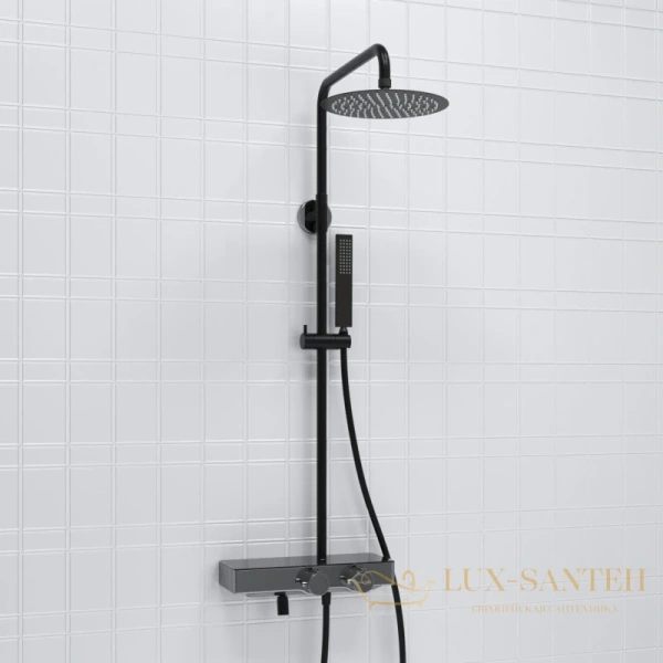 душевая система wasserkraft abens a114.258.218.cb thermo 248 мм, черный матовый