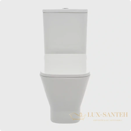 унитаз напольный безободковый aquame aqm1005, в комплекте c сиденьем softclose, горизонтальный выпуск, белый глянцевый