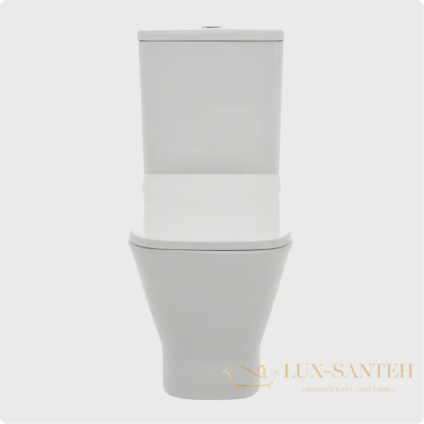 унитаз напольный безободковый aquame aqm1005, в комплекте c сиденьем softclose, горизонтальный выпуск, белый глянцевый