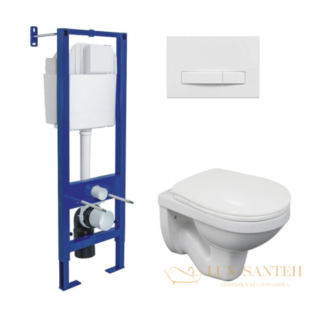 комплект berges 043336: подвесной унитаз gamma с системой инсталляции atom 410 и панелью смыва, белый