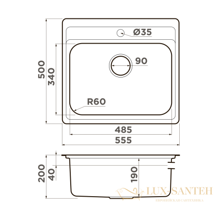 кухонная мойка omoikiri ashi 56-in нерж.сталь х нержавеющая сталь, 4993449