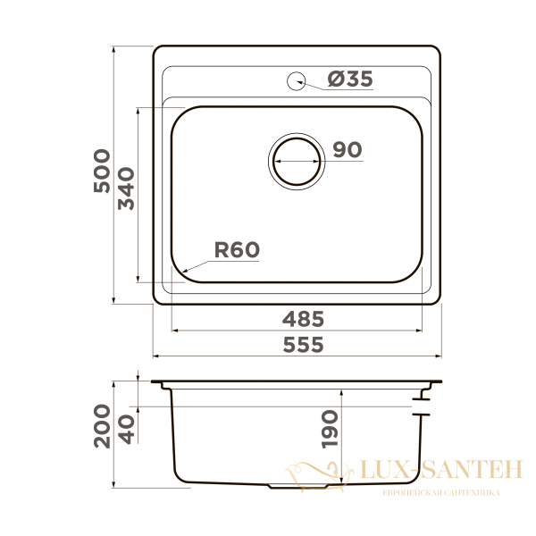 кухонная мойка omoikiri ashi 56-in нерж.сталь х нержавеющая сталь, 4993449