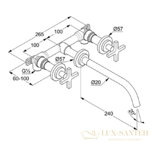 смеситель для раковины kludi nova fonte classic 201460520 без донного клапана, хром