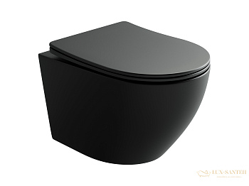 унитаз подвесной ceramica nova uno cn11001mb, безободковый, с сиденьем микролифт, черный матовый