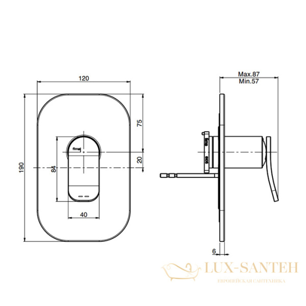 смеситель для душа, встраиваемый  fima carlo frattini flo' f3809x1sn, на 1 выход, никель брашированный