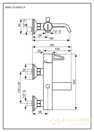 смеситель emmevi minu 83001la/cr для ванной, хром