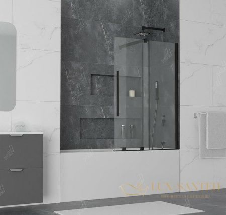 шторка rgw screens 41114710-14 на ванну sc-47b 100x150, профиль черный, стекло прозрачное