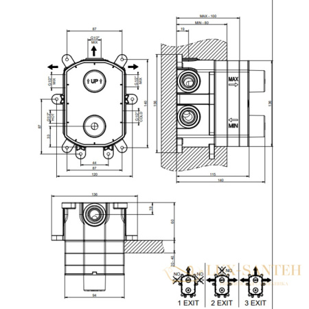 встраиваемая часть gessi emporio via manzoni 38269.031, термостатического смесителя для душа, хром