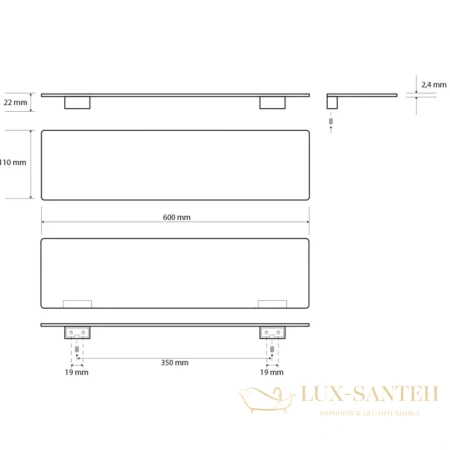 полка для ванной bemeta organic 167102380 60 см, черный матовый