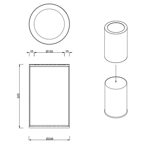 ведро для мусора decor walther rooms 0615060 10 л, черный матовый